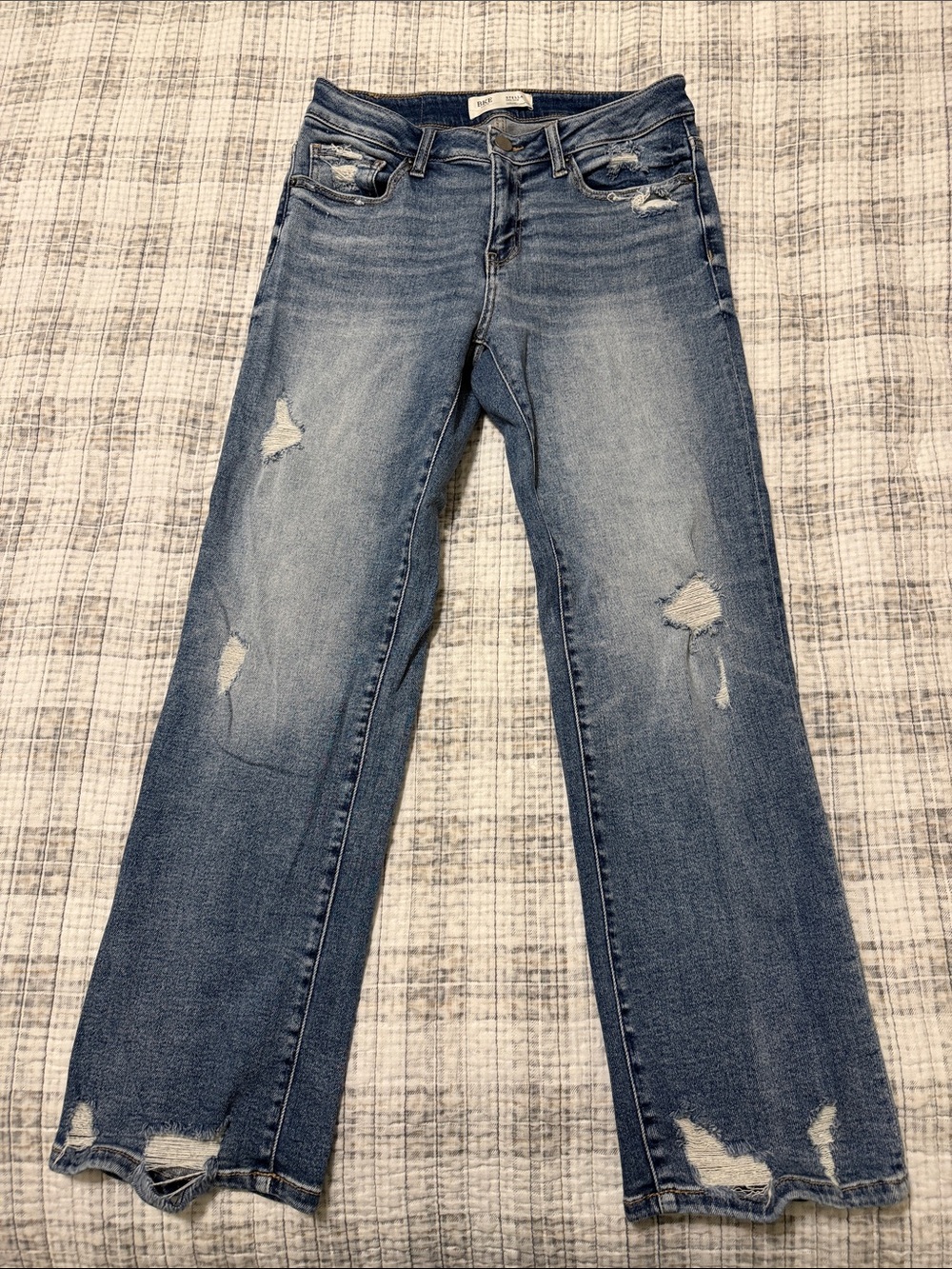 BKE size 28 x 28 Stella slim fit mid-rise cropped straight distressed blue jeans
